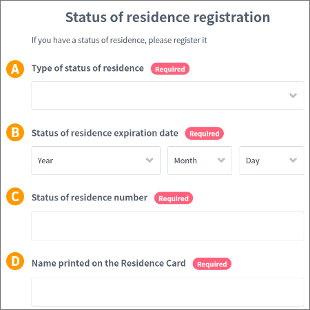 2. Register your residence card information 